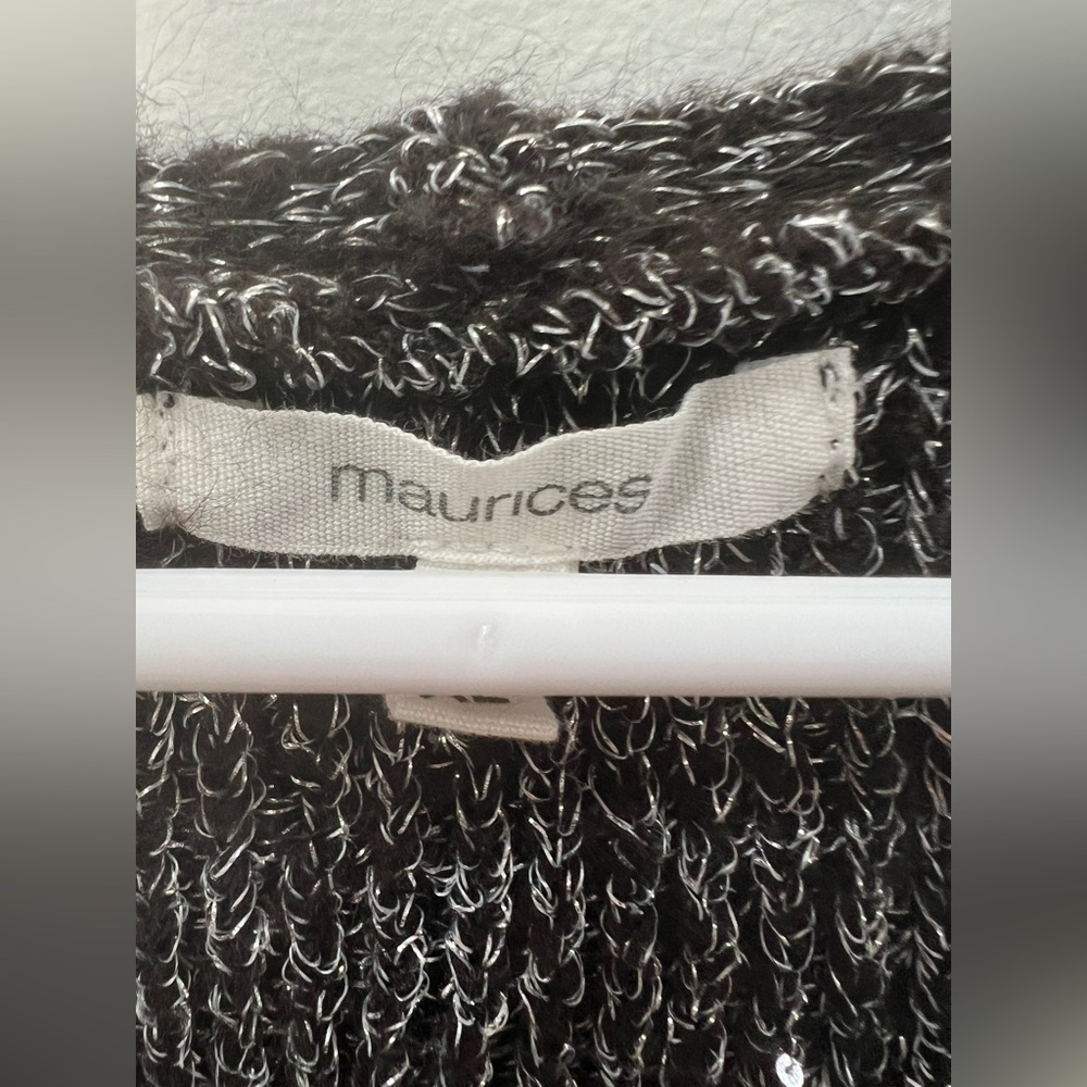 Maurices Black and Silver V-Neck Sweater - Picture 3 of 6